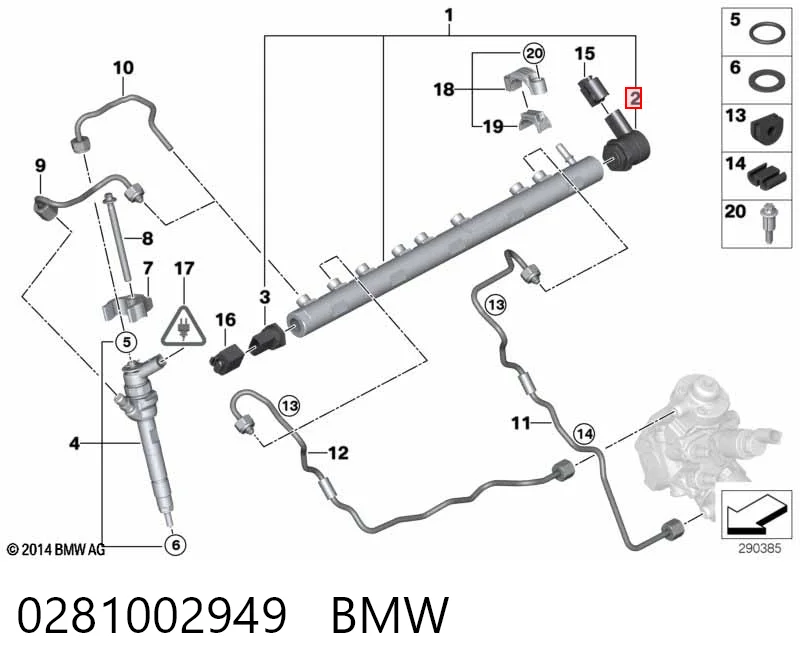 0281002949 BMW Regulador de pressão de combustível na régua de injectores