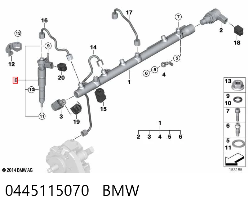 0445115070 BMW Injetor de injeção de combustível