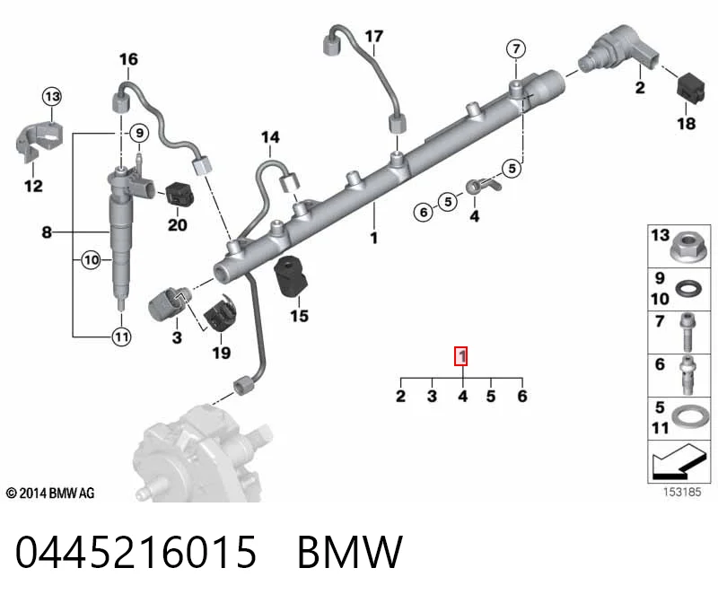 0445216015 BMW Distribuidor de combustível (rampa)