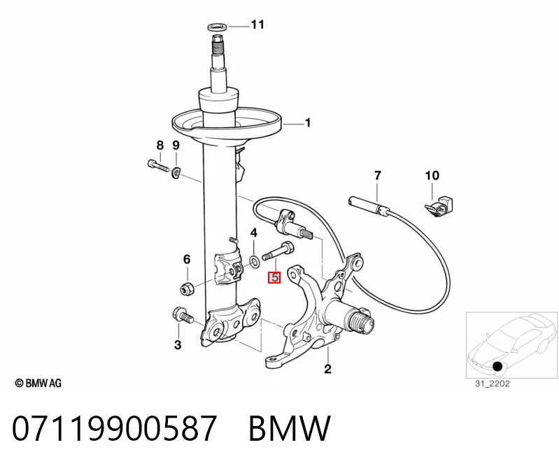 07119900587 BMW Parafuso de fixação de amortecedor dianteiro