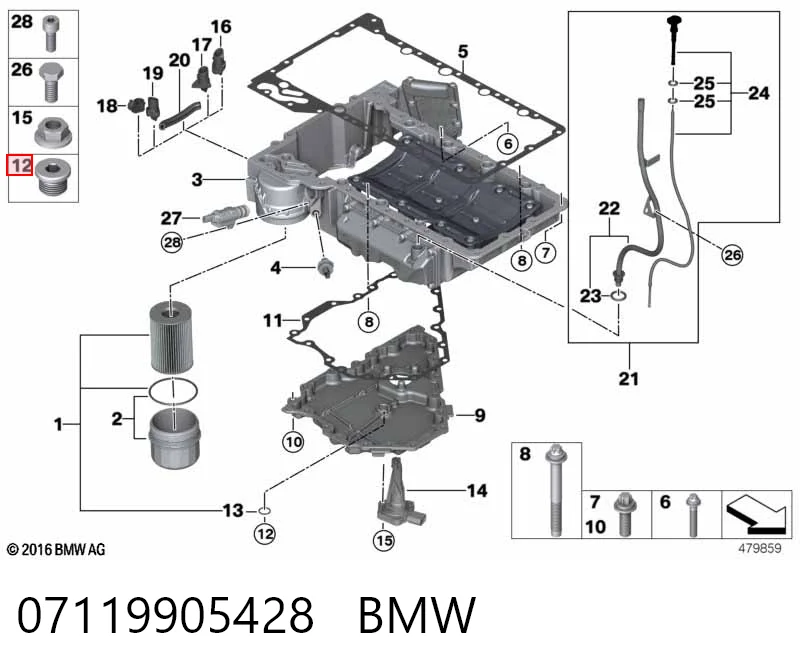 07119905428 BMW Tampão de panela de motor
