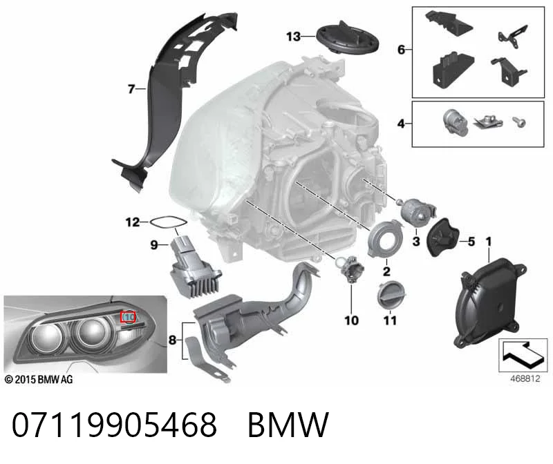 07119905468 BMW Lâmpada das luzes de posição dianteiras