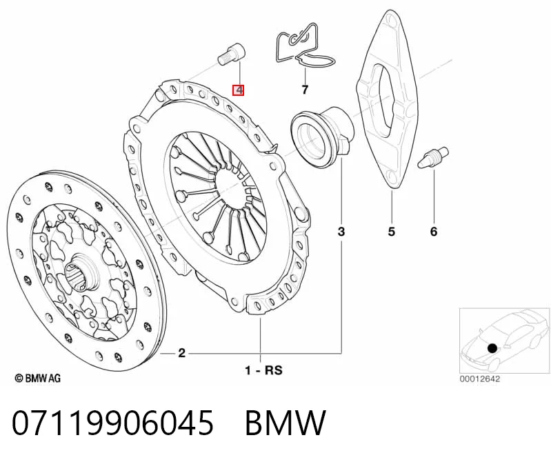 07119906045 BMW Parafuso de fixação da cesta de embraiagem