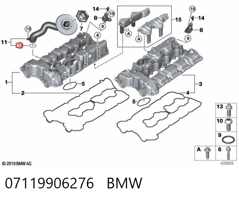 07119906276 BMW Anel de compressão do gargalho de enchimento de óleo