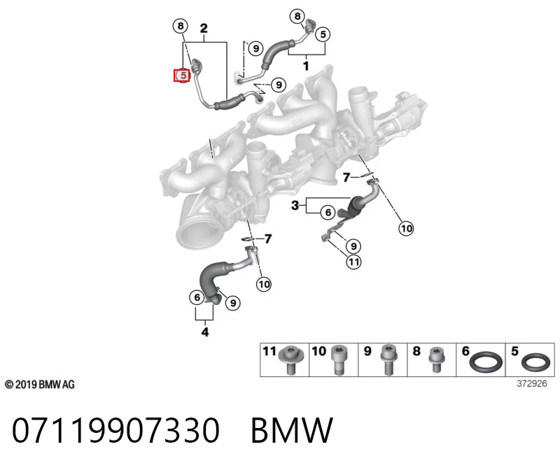 07119907330 BMW Vedante (anel) de mangueira de esfriamento de turbina, de fornecimento