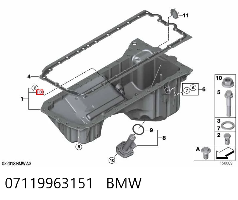 07119963151 BMW Vedante de rolha de panela de motor