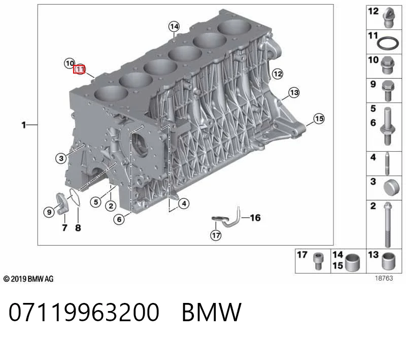 07119963200 BMW Vedante de rolha de panela de motor