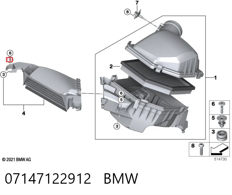 07147122912 BMW Cápsula (prendedor) de fixação de placas sobrepostas do acesso