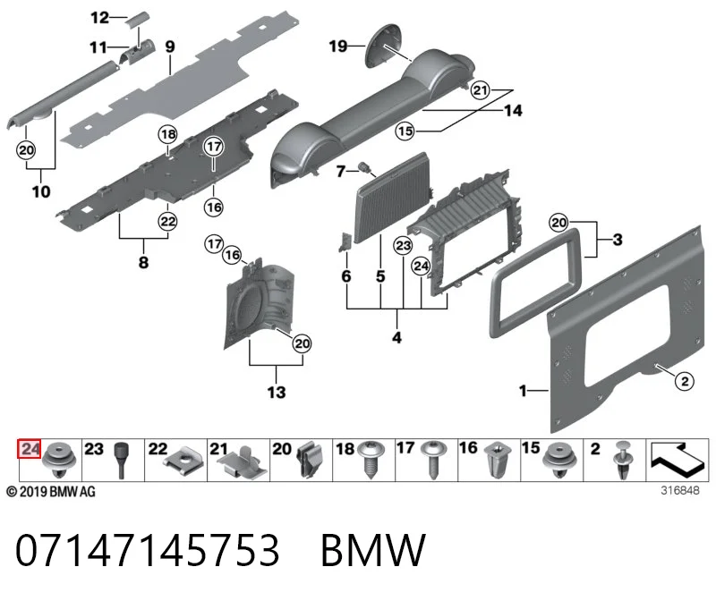 07147145753 BMW Cápsula (prendedor) de fixação de revestimento da porta