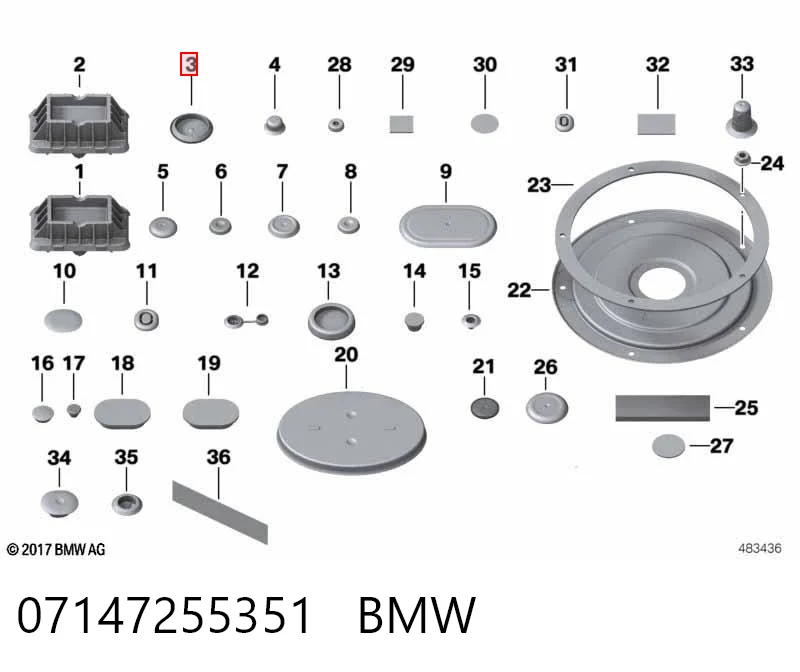 07147255351 BMW Tampão de parafuso de fixação de bofes