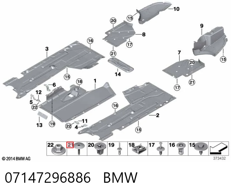 07147296886 BMW Cápsula (prendedor) de fixação do forro do pára-choque do pára-lama dianteiro
