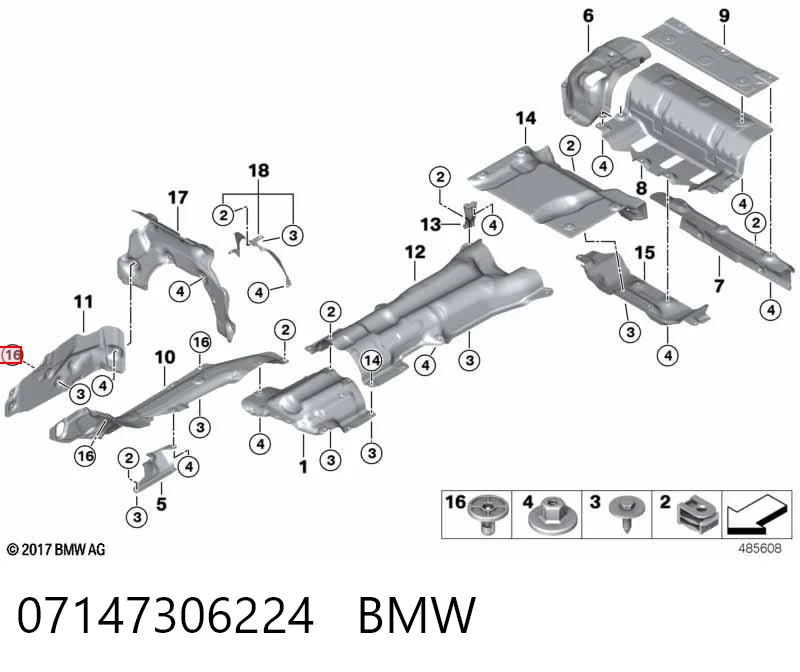 07147306224 BMW Porca cativa para parafuso auto-roscante