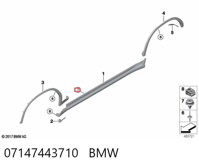 07147443710 BMW Cápsula (prendedor) de fixação de revestimento da porta