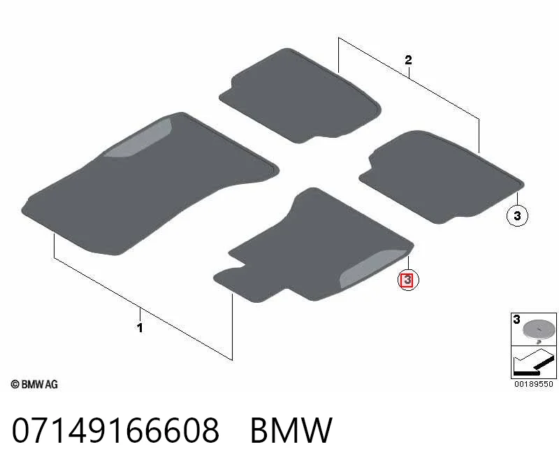 07149166608 BMW Kit de fixação de tapetes de salão