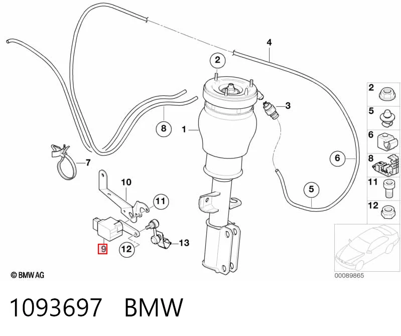 1093697 BMW Sensor dianteiro direito do nível de posição de carroçaria