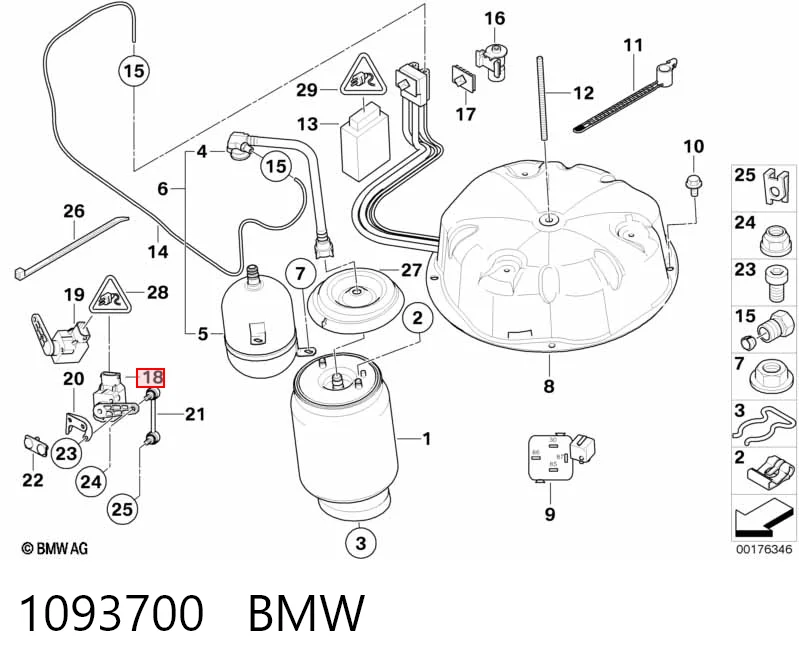 1093700 BMW Sensor traseiro do nível de posição de carroçaria