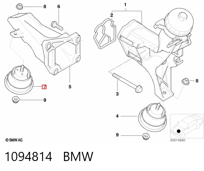 1094814 BMW Coxim (suporte) direito de motor