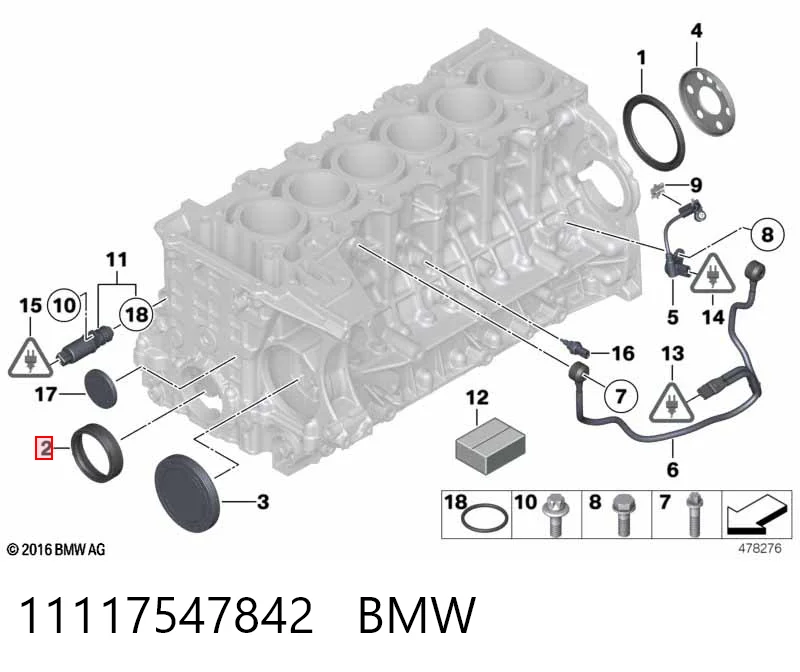 11117547842 BMW Vedação dianteira de cambota de motor
