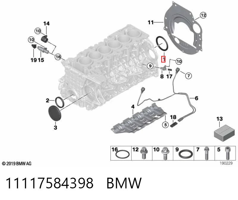 11117584398 BMW Vedação traseira de cambota de motor