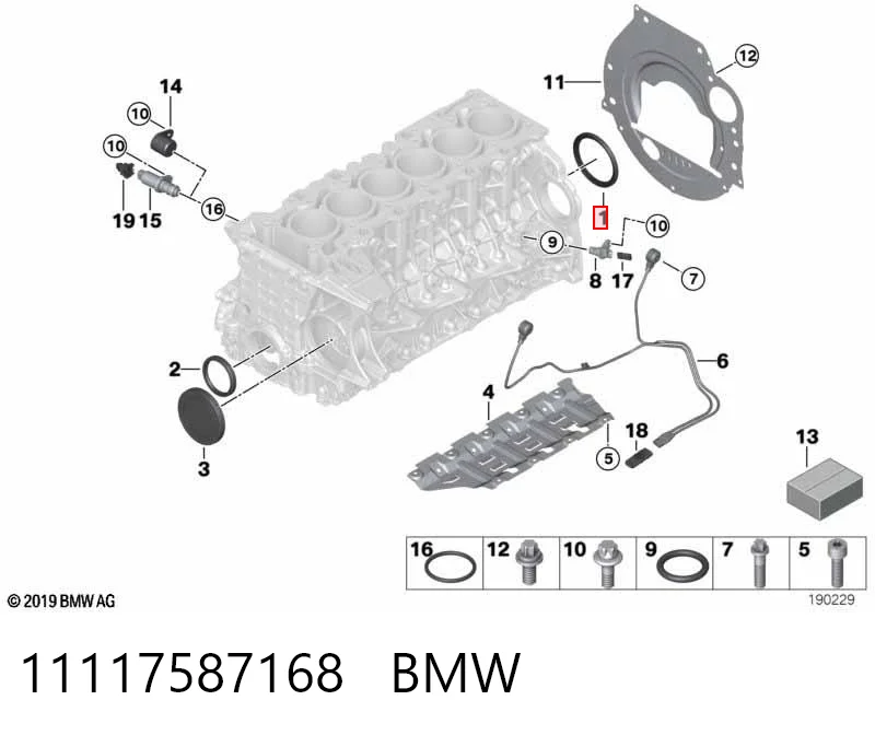 11117587168 BMW Vedação traseira de cambota de motor