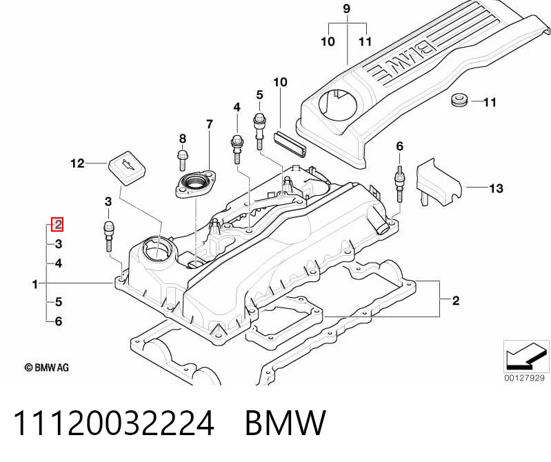 11120032224 BMW Vedante da tampa de válvulas de motor, kit