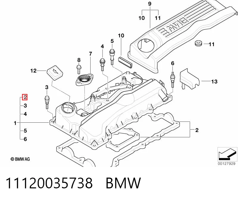 11120035738 BMW Vedante da tampa de válvulas de motor, kit