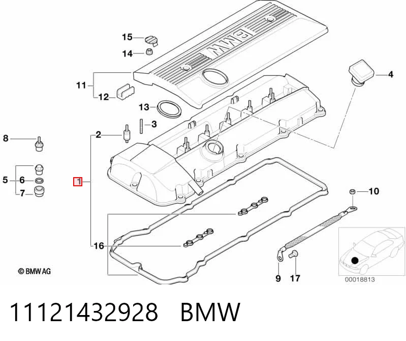 11121432928 BMW Tampa de válvulas