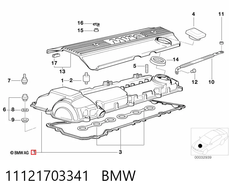 11121703341 BMW Tampa de válvulas