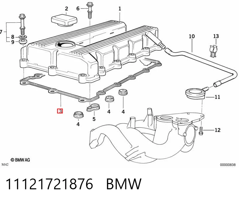 11121721876 BMW Vedante de tampa de válvulas de motor