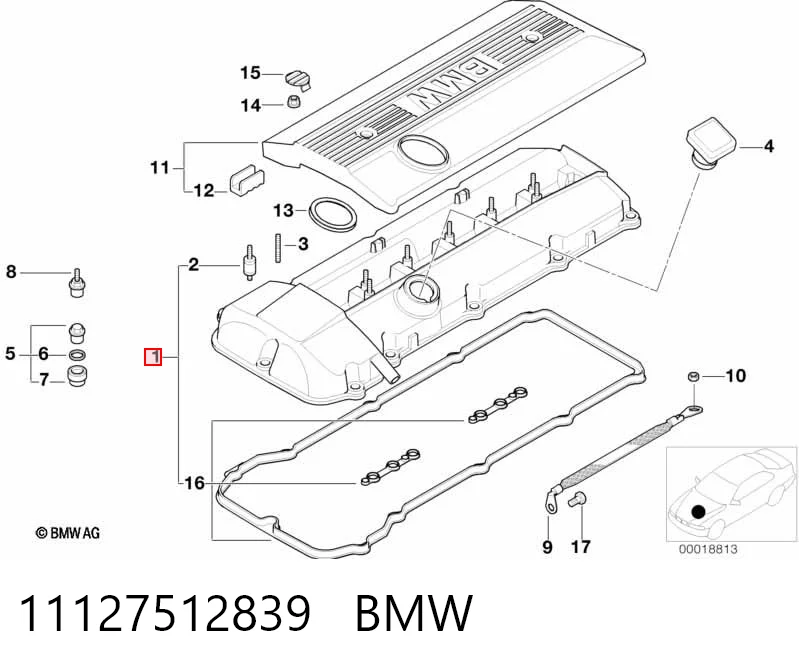 11127512839 BMW Tampa de válvulas