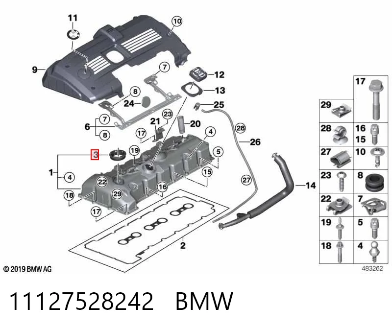 11127528242 BMW Vedante de válvula de ventilação de cárter