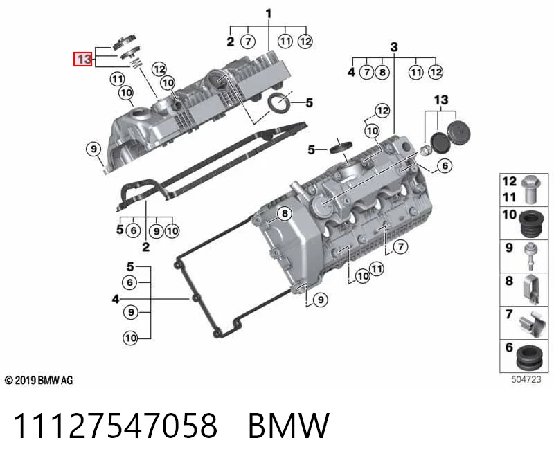 11127547058 BMW Válvula PCV de ventilação dos gases de cárter