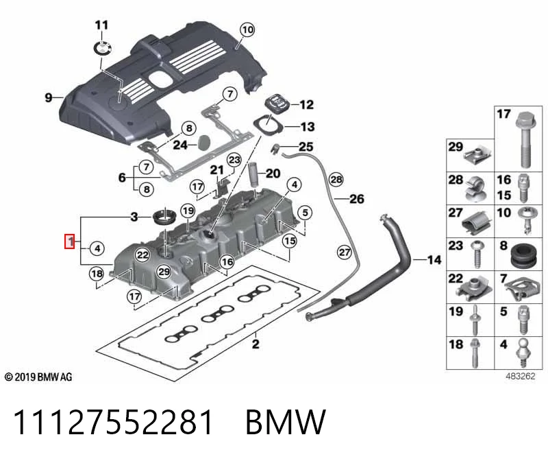 11127552281 BMW Tampa de válvulas