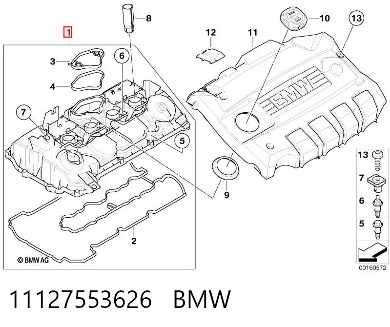 11127553626 BMW Tampa de válvulas