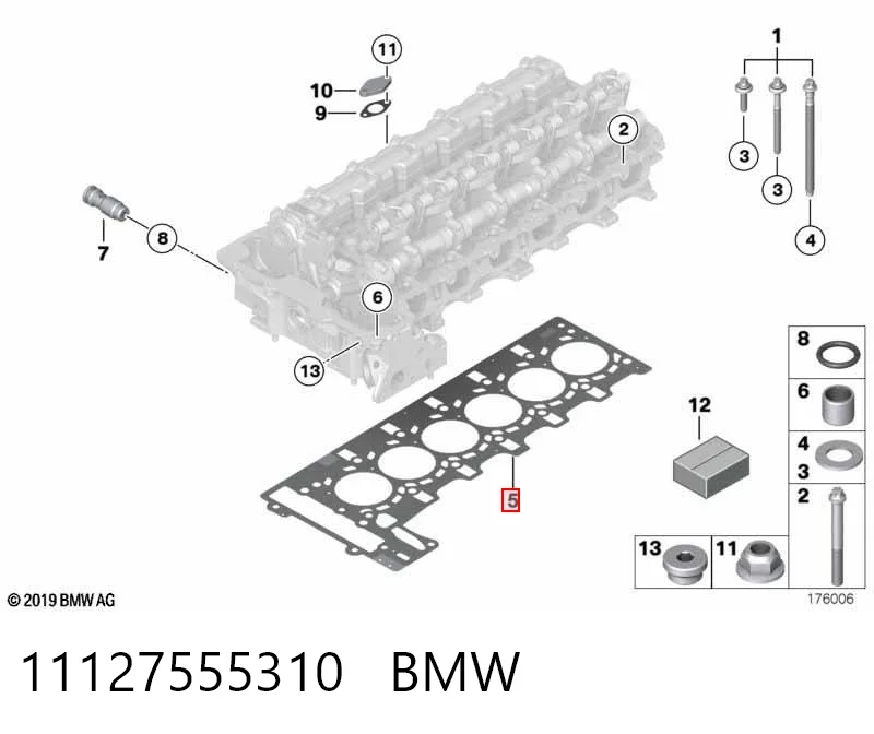 11127555310 BMW Vedante de cabeça de motor (CBC)