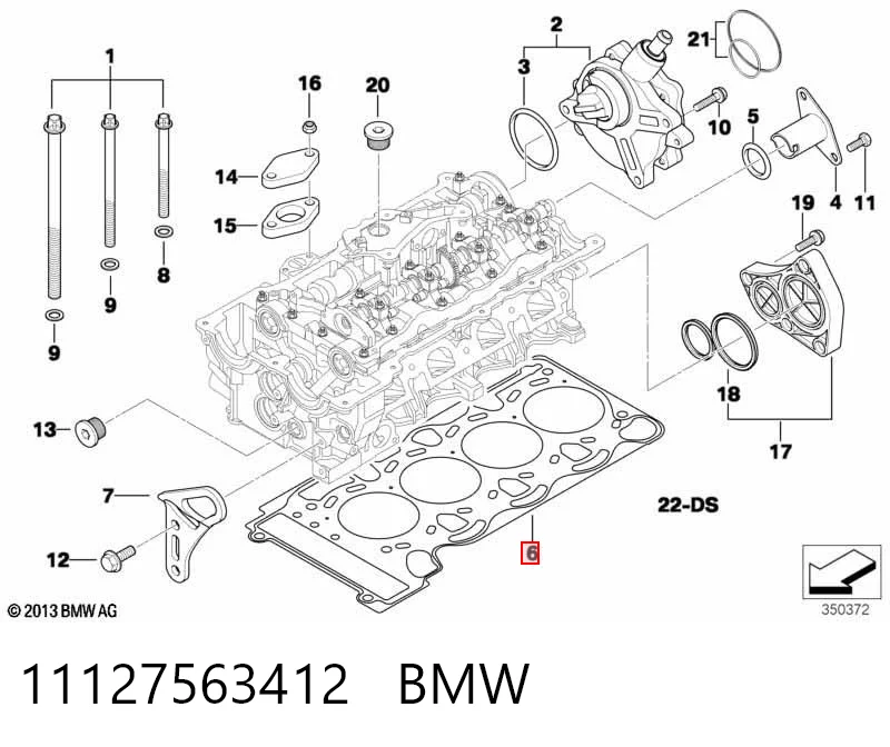 11127563412 BMW Vedante de cabeça de motor (CBC)