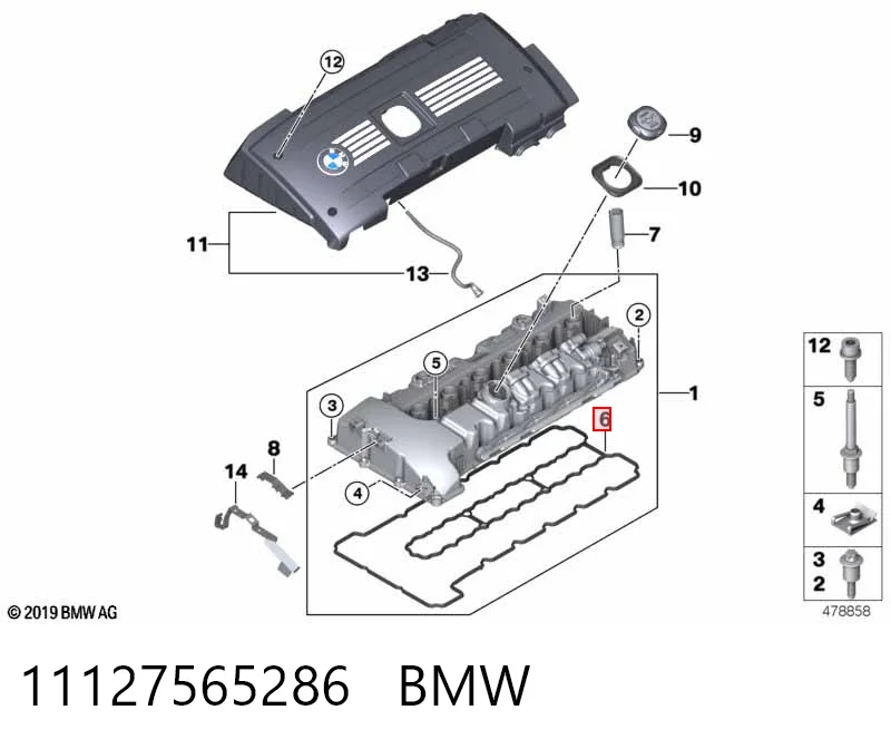 11127565286 BMW Vedante de tampa de válvulas de motor