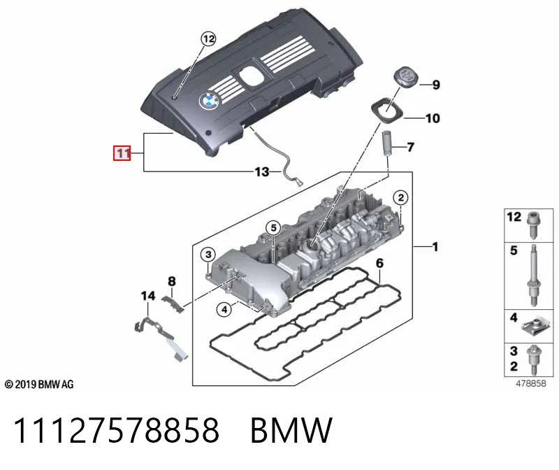 11127578858 BMW Tampa de motor decorativa