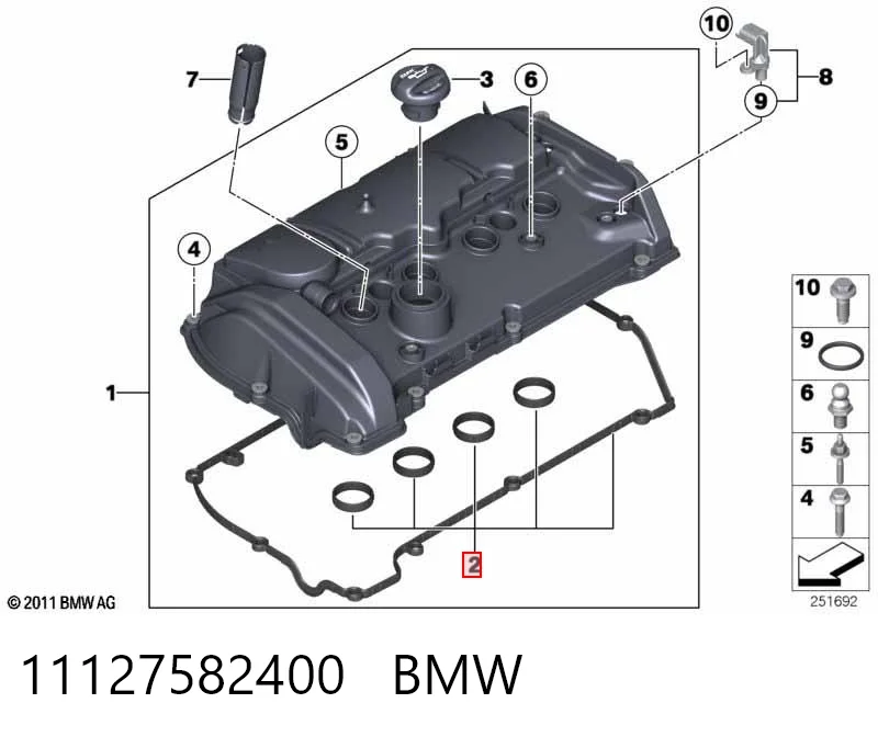 11127582400 BMW Vedante de tampa de válvulas de motor
