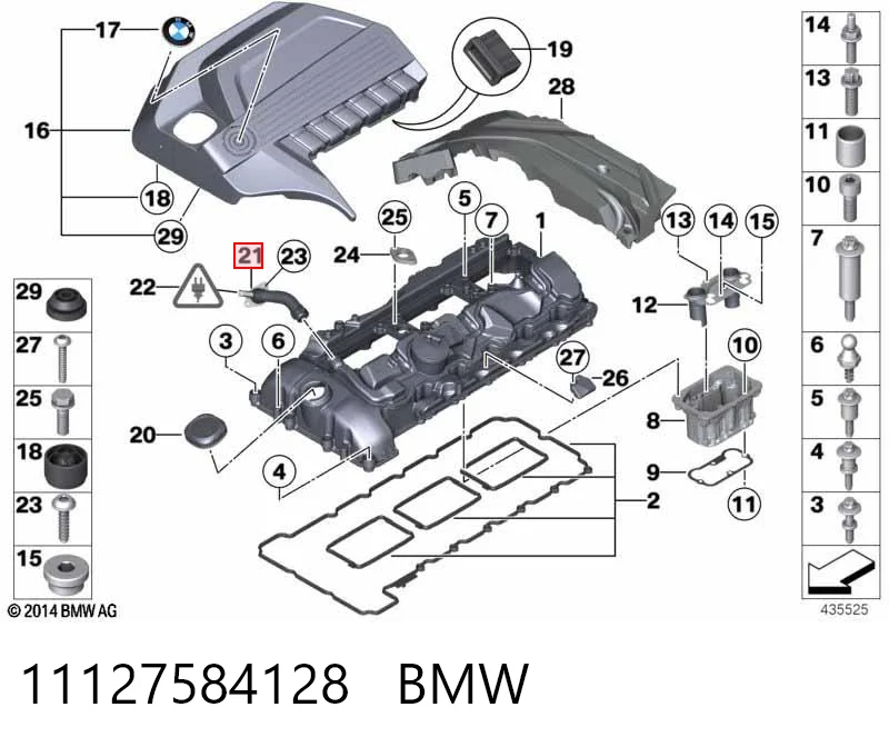 11127584128 BMW Cano derivado de ventilação de cárter (de separador de óleo)