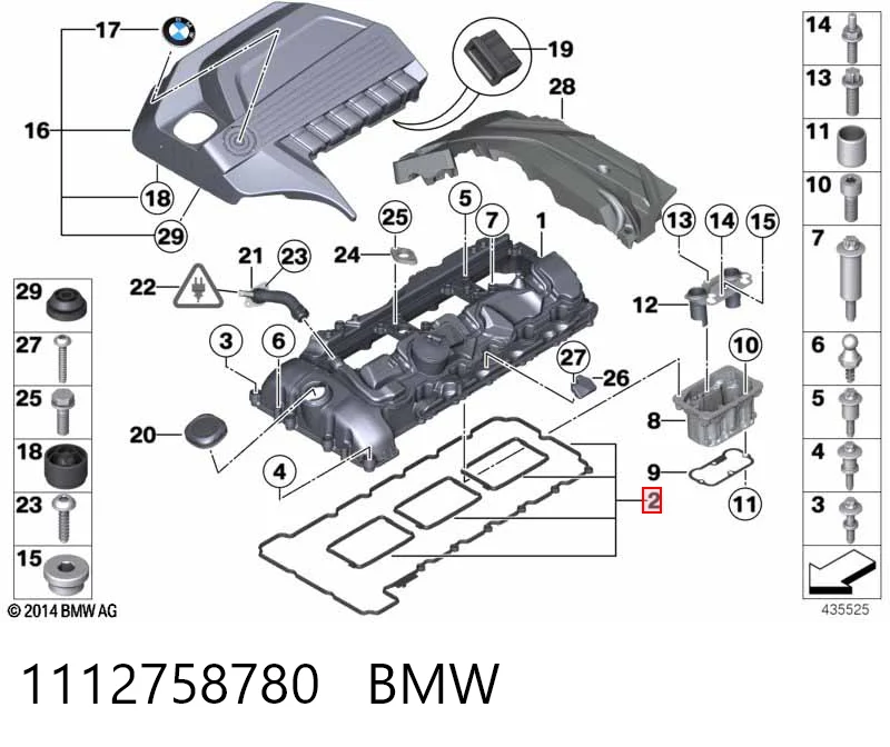 1112758780 BMW Vedante de tampa de válvulas de motor