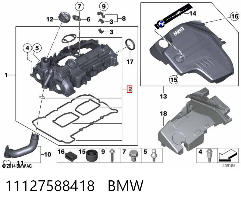 11127588418 BMW Vedante de tampa de válvulas de motor