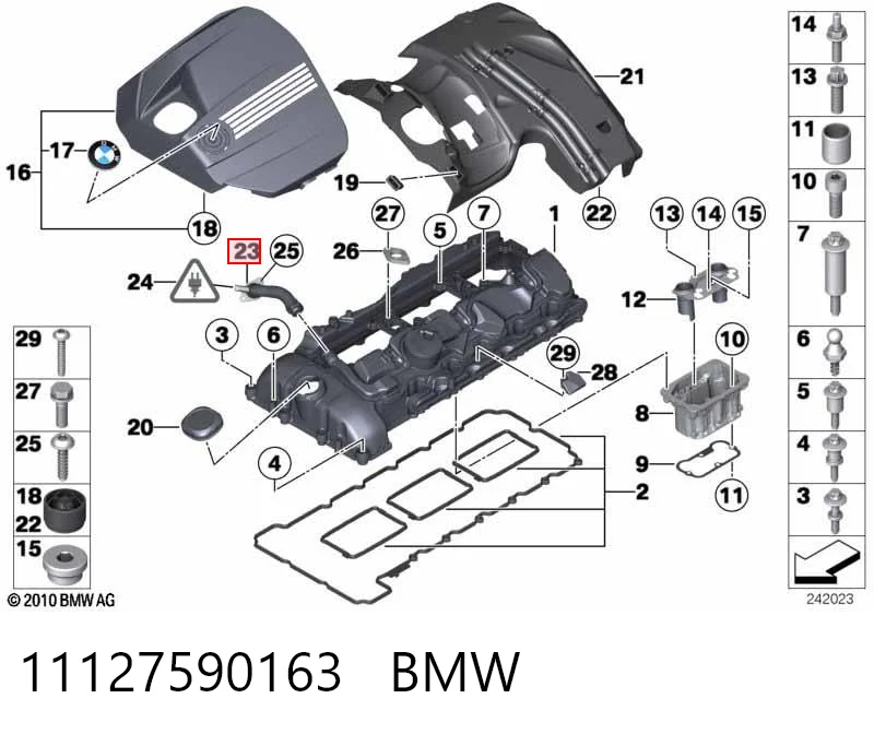 11127590163 BMW Cano derivado de ventilação de cárter (de separador de óleo)