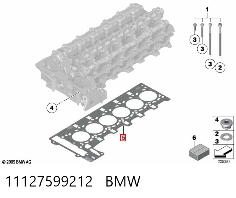 11127599212 BMW Vedante de cabeça de motor (CBC)