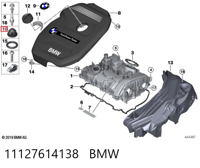 11127614138 BMW Coxim de tampa decorativa de motor