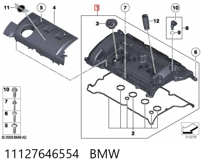 11127646554 BMW Tampa de válvulas