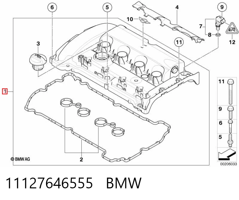 11127646555 BMW Tampa de válvulas