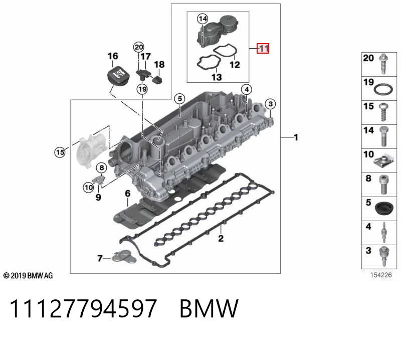 11127794597 BMW Válvula PCV de ventilação dos gases de cárter