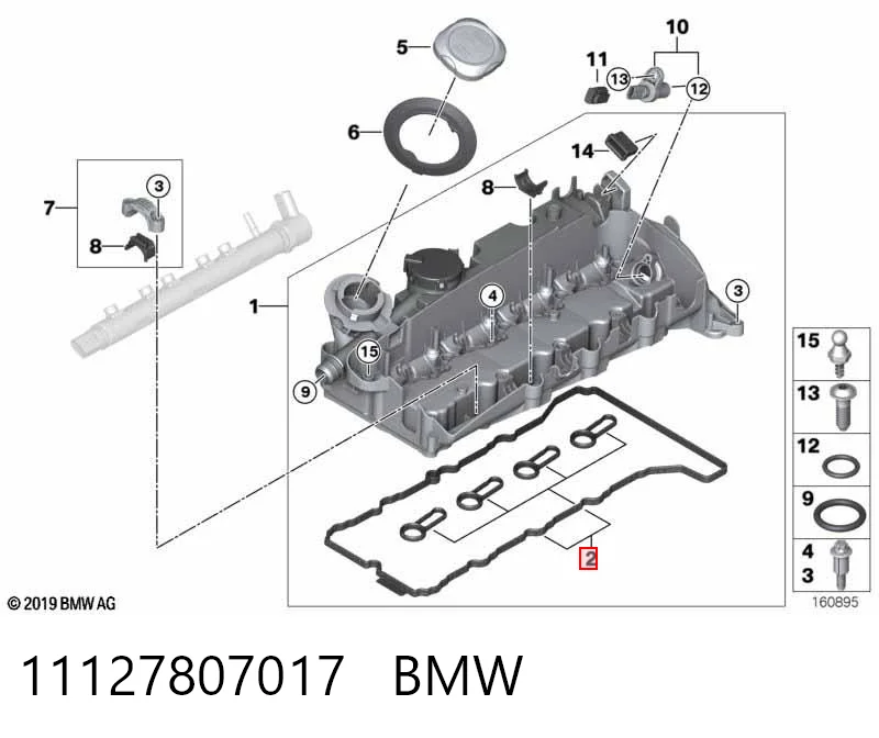 11127807017 BMW Vedante da tampa de válvulas de motor, kit