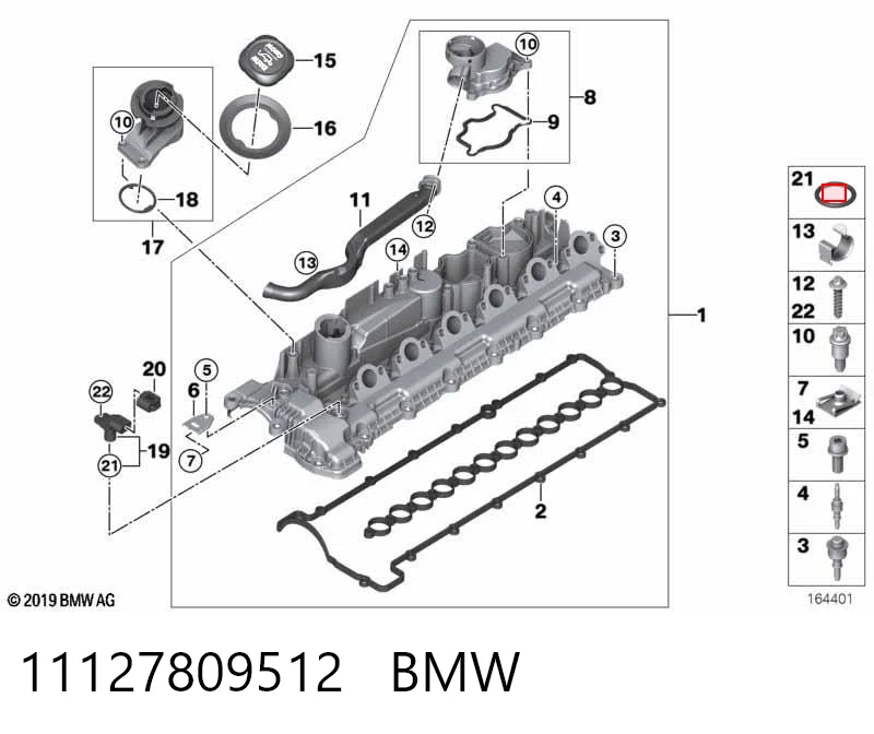 11127809512 BMW Válvula PCV de ventilação dos gases de cárter